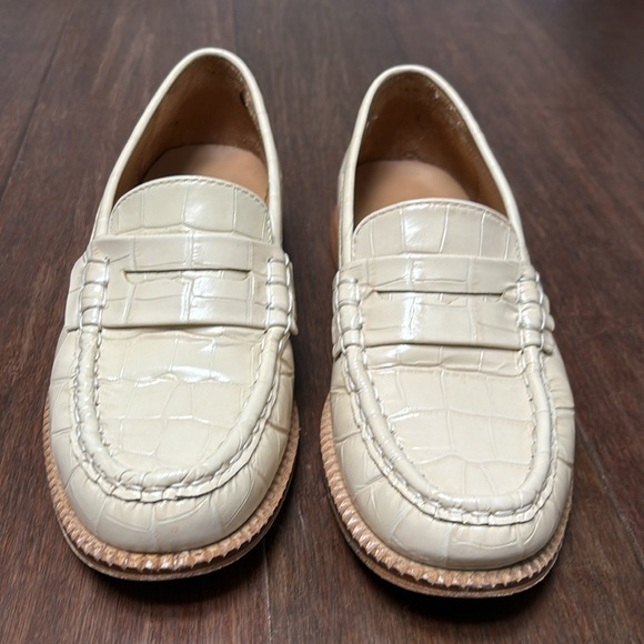 Freda Salvador Elba Penny Loafers in Sand Embossed Croc - Picture 4 of 16
